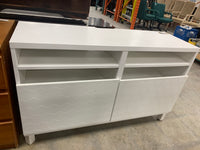 White Sideboard With Designs On Doors