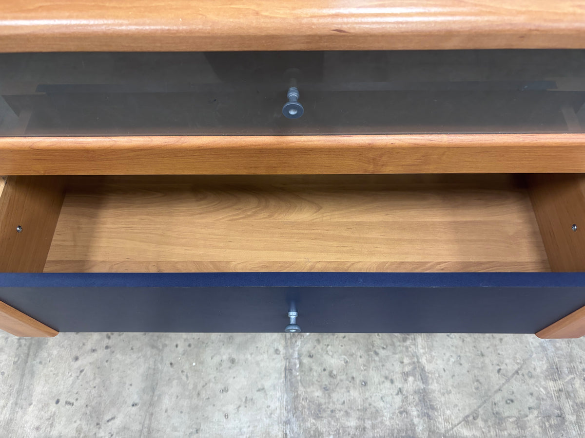 Wooden Dresser with Blue Drawers
