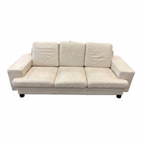 Off White Leather 3-Seater Sofa