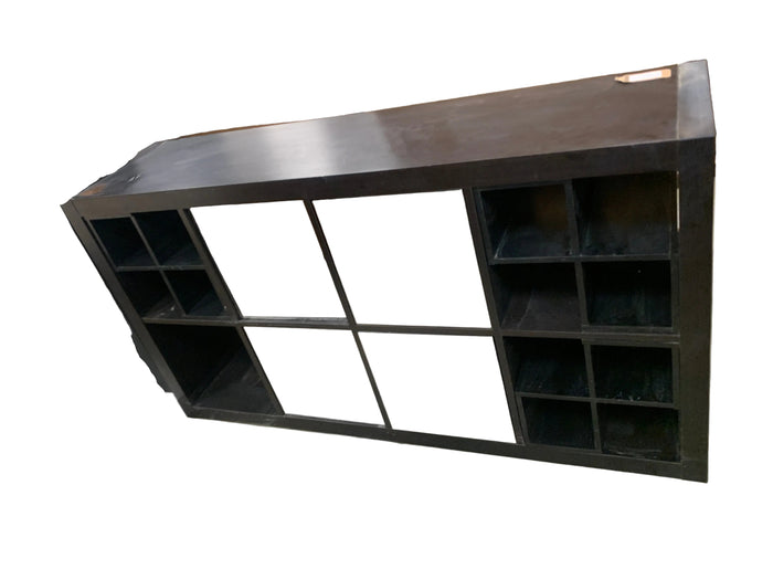 Black Cubed Shelf With Mirror Doors