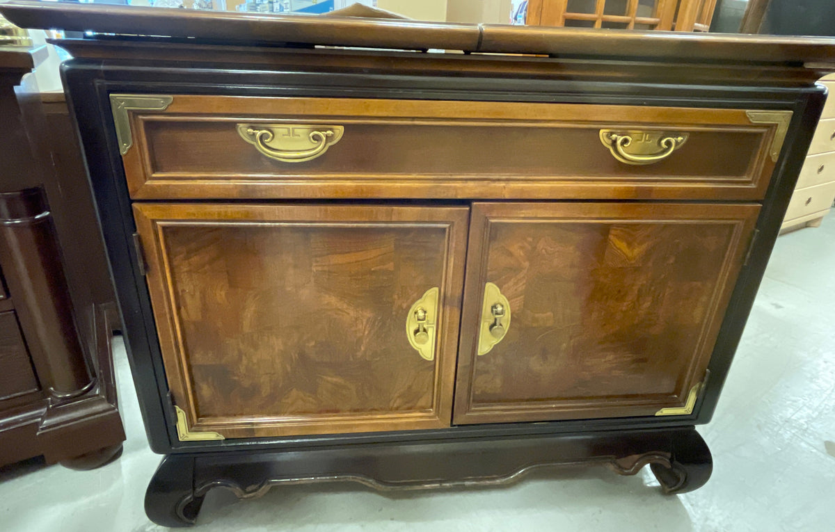 Bar Sideboard with Wood Inlay and Brass Hardware