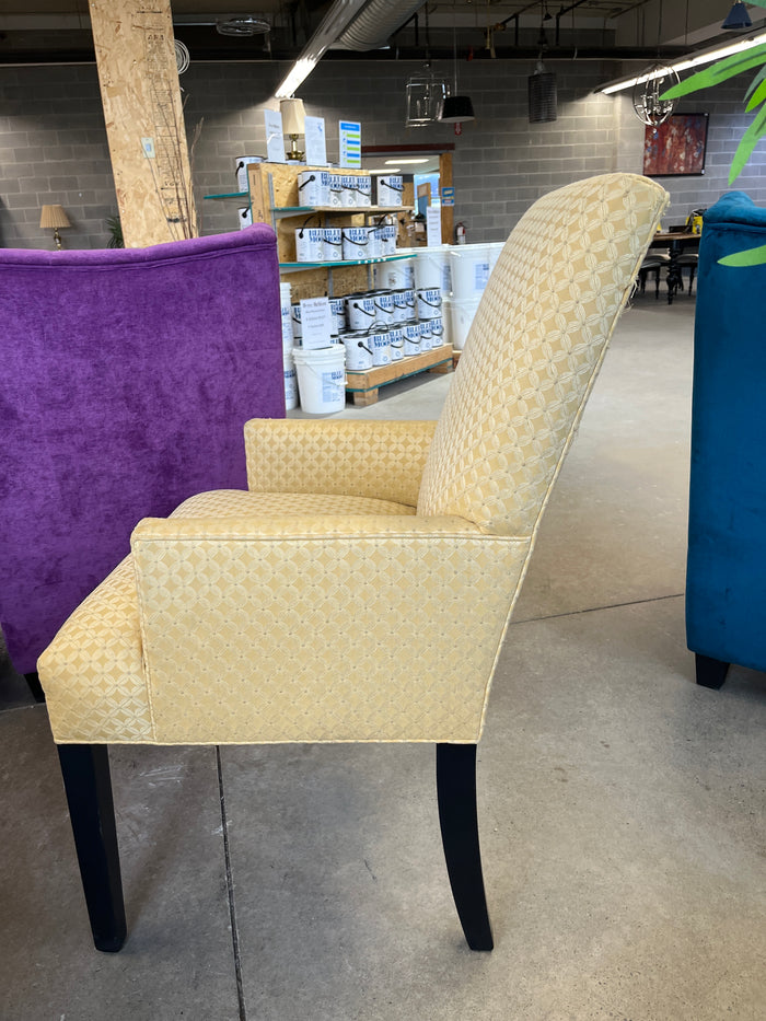 25"W Yellow Embroidered Accent Chair