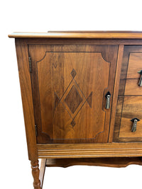 Solid Wood Side Board with Geometric Inlay