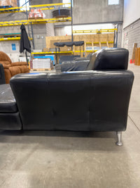 96"W 2-Piece Black Leatherette Sectional Sofa