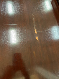 Dark Brown Wooden Extendable Dining Table with Pedestal Base