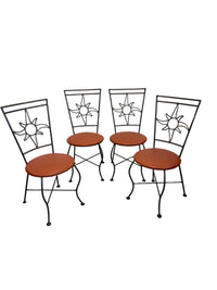 4-Piece Decorative Metal Chair With Dark Wire Frame Backrest