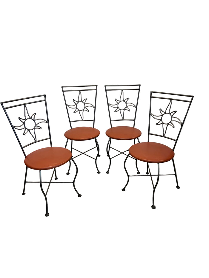 4-Piece Decorative Metal Chair With Dark Wire Frame Backrest
