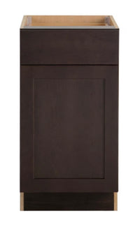 Hampton Bay Edson 18-inch W x 34.5-inch H x 24.5-inch D Shaker Style Assembled Kitchen Base Cabinet/Cupboard in Dusk Cocoa Brown with Adjustable Shelf/Soft Close Drawer (B18L)