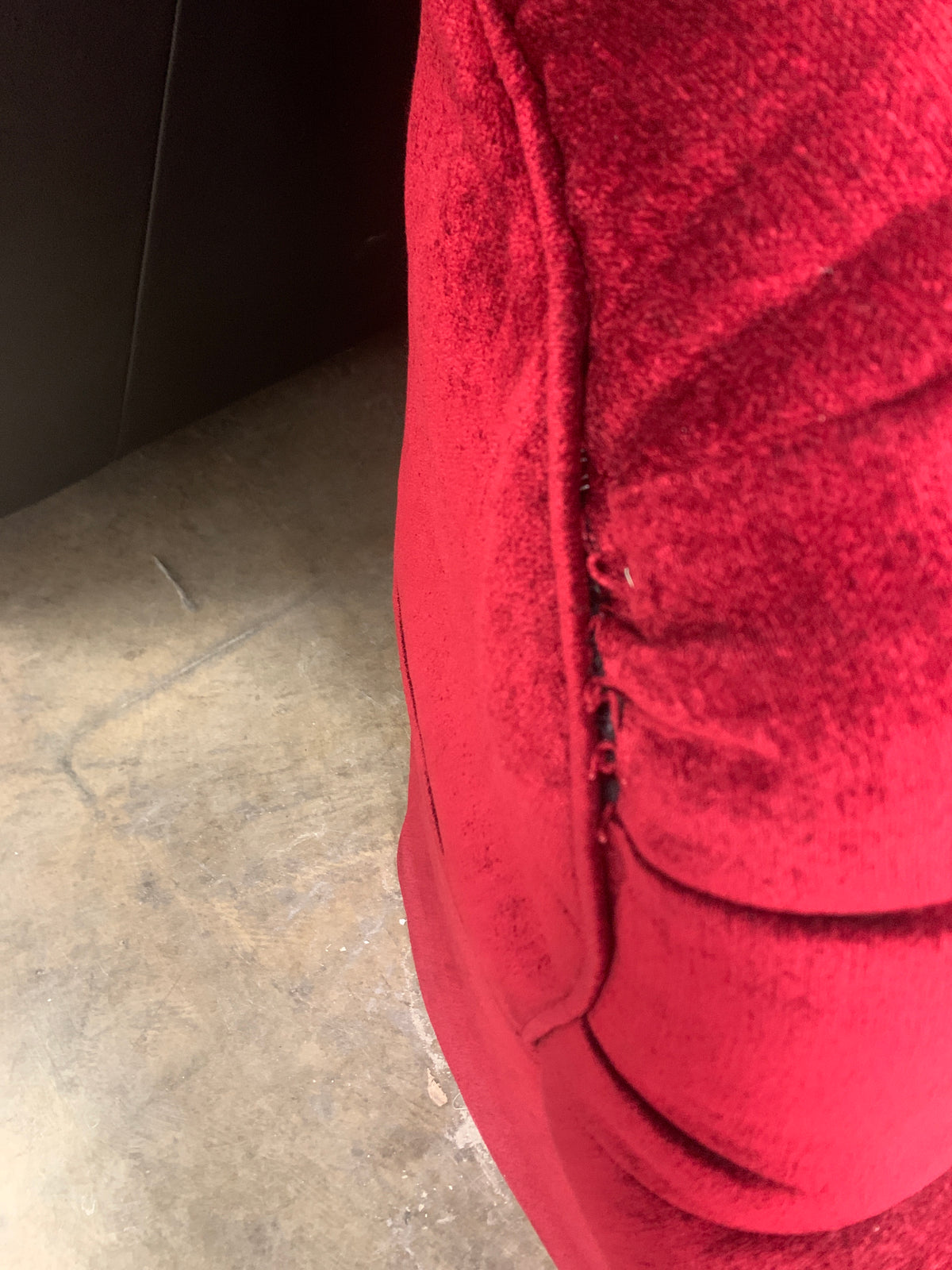 Red Fabric Sofa With Wooden Legs