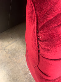 Red Fabric Sofa With Wooden Legs