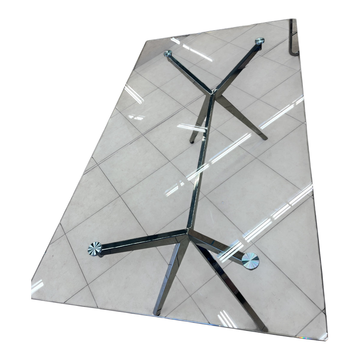 Glass and Polished Chrome Dining Table