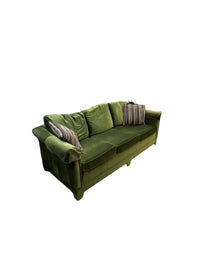 Mid-Century Green Velvet Sofa