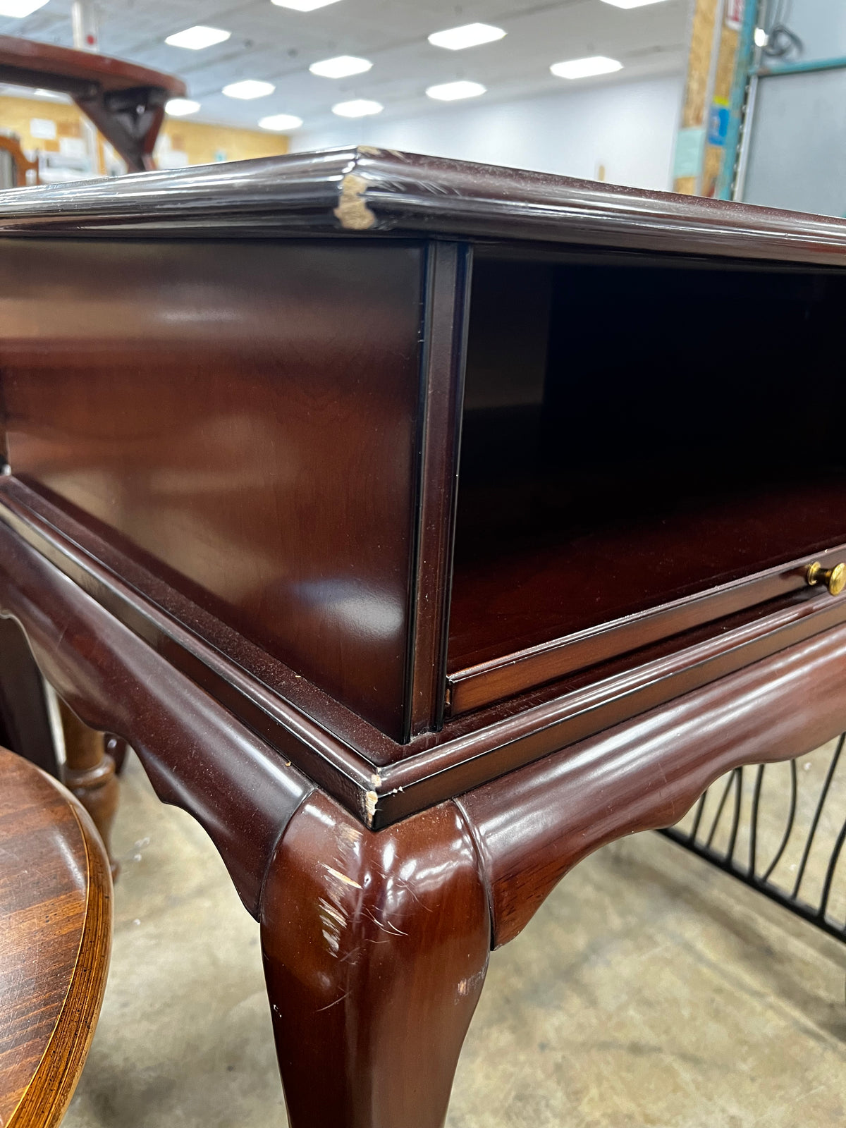 Mahogany Side Table with Pullout Tray