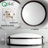 15"W QLED Double Ring Flush Mount Fixture