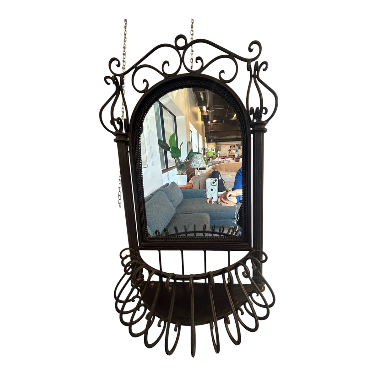 Spanish Revival Style Wrought Iron Wall Mirror