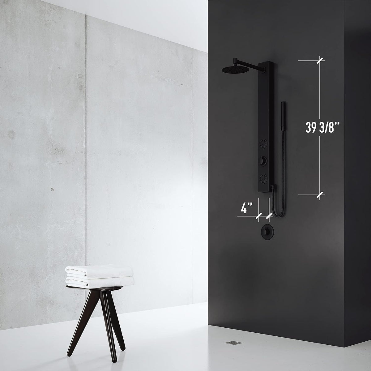 VIGO VG08016MB Gardenia 2.25" L -4.0" W -39.38" H Retro-Fit Shower Massage Panel 2 -Jet High Pressure Shower System with Control Type, Brass Hardware in Matte Black Finish