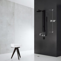 VIGO VG08016MB Gardenia 2.25" L -4.0" W -39.38" H Retro-Fit Shower Massage Panel 2 -Jet High Pressure Shower System with Control Type, Brass Hardware in Matte Black Finish