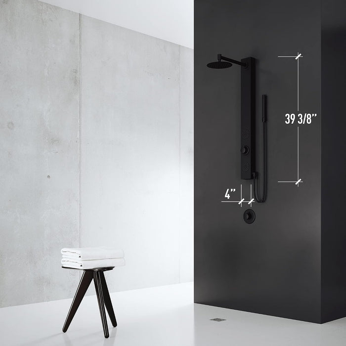 VIGO VG08016MB Gardenia 2.25" L -4.0" W -39.38" H Retro-Fit Shower Massage Panel 2 -Jet High Pressure Shower System with Control Type, Brass Hardware in Matte Black Finish