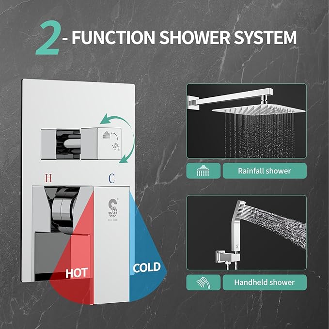 SR SUN RISE Luxury Rain Mixer Shower System Combo Set