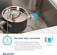 Elkao|#Elkay DLRS3322123 18 Gauge Stainless Steel 33 Inch x 22 Inch x 11.625 Inch Single Bowl Top Mount Kitchen Sink- 3 Hole,