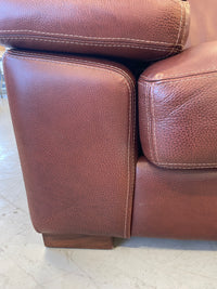 Brown Leather Sofa - 2-Seater with Tan Stitching