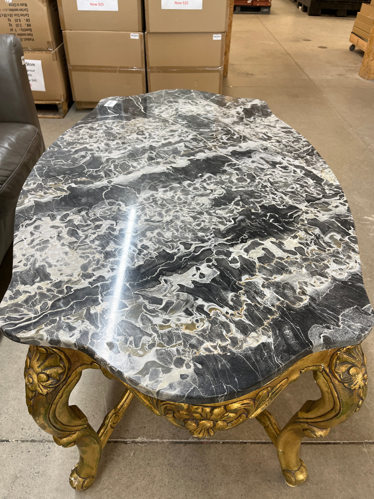 51"W Marble Topped Console Table