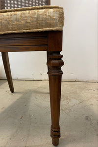 Carved Wooden Dining Chairs with Gold Fabric Seat (set of 5)