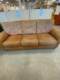 Vintage Brown Leather Three Seat Sofa