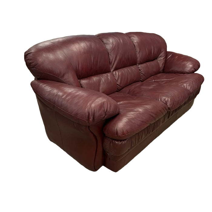 92-Inch Faux Leather Red Sofa