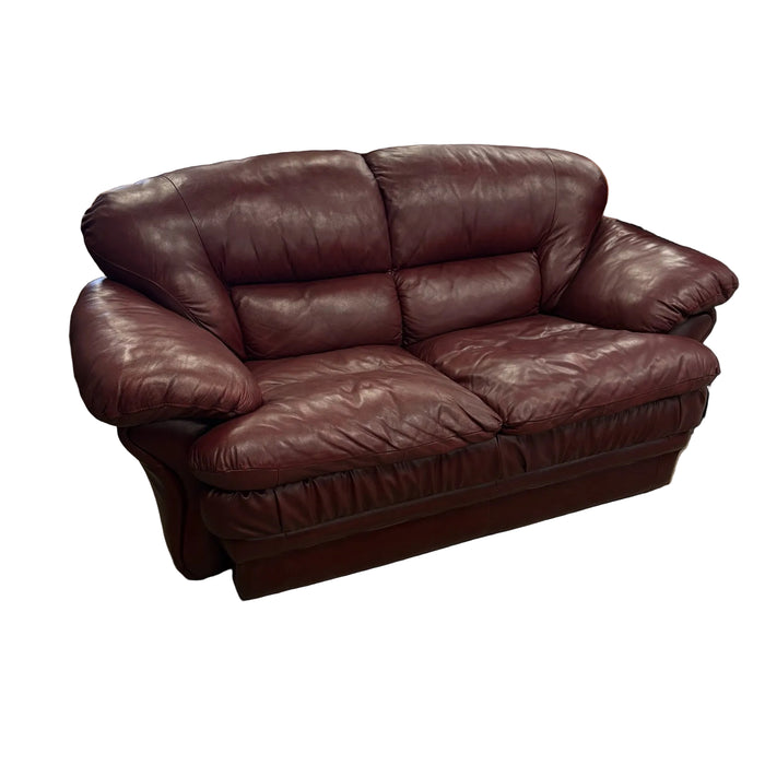 73-Red Faux Leather Love Seat