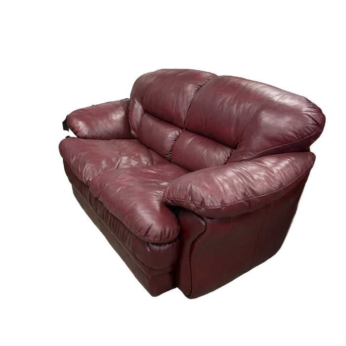 73-Red Faux Leather Love Seat