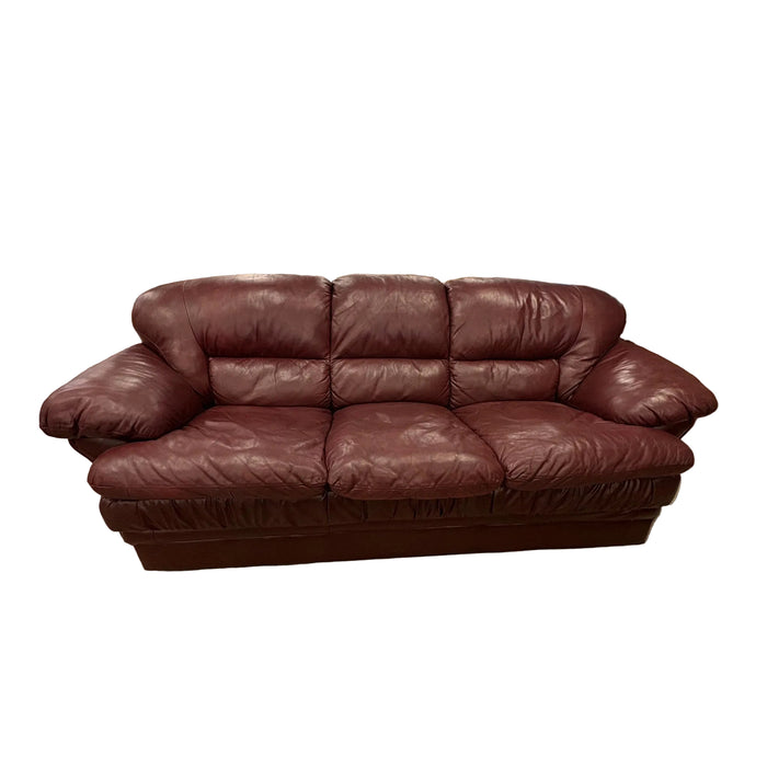 92-Inch Faux Leather Red Sofa