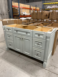 53.5"W 3 Pc Vanity Base in Aqua with side panels