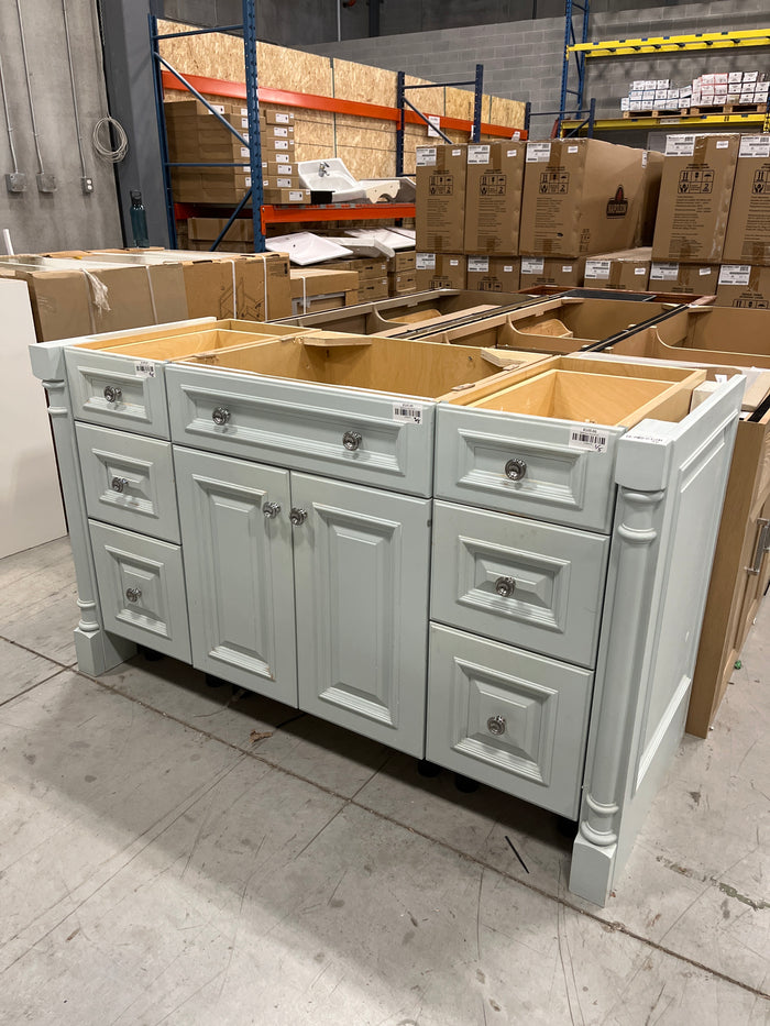53.5"W 3 Pc Vanity Base in Aqua with side panels