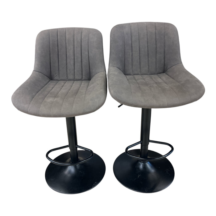 Adjustable Grey Upholstered Barstools (Set of 2)