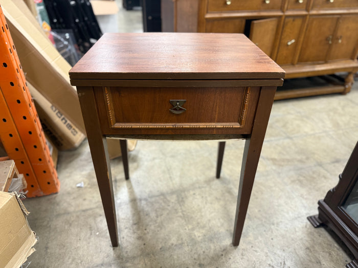 Small Rectangular Wooden Table w/ Sewing Machine