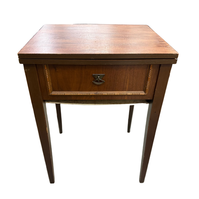 Small Rectangular Wooden Table w/ Sewing Machine