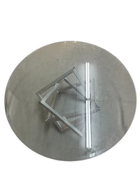 Round Glass Coffee Table with Square Metal Base
