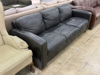 Black Faux Leather 3-Seater Sofa