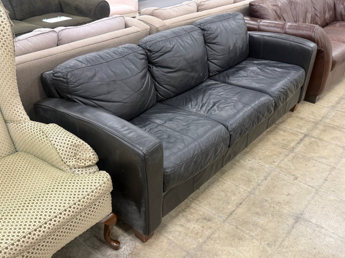 Black Faux Leather 3-Seater Sofa