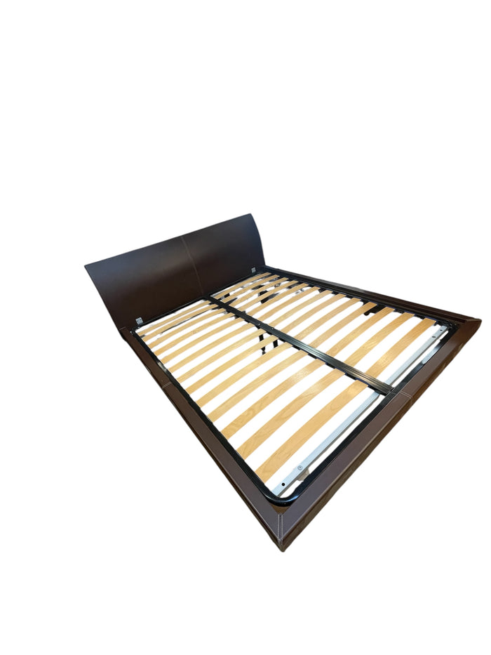 Queen Brown Faux Leather Bed Frame