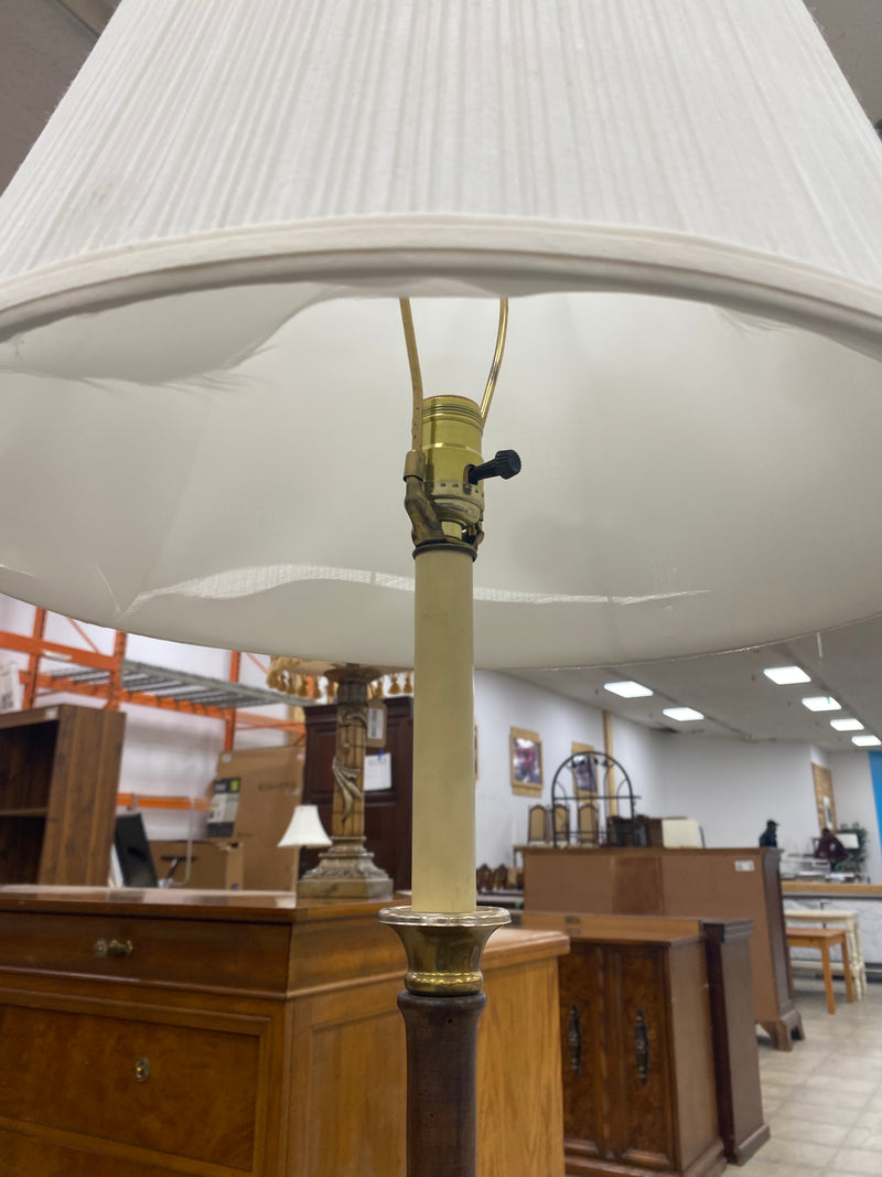 Mid Century Dark Brown Floor Lamp Side Table