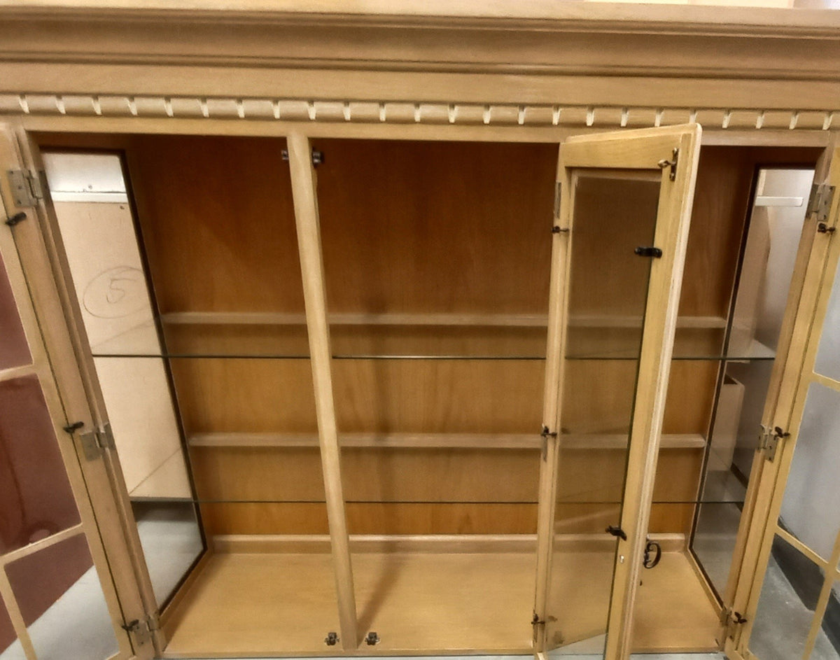 Brown Kitchen Cabinet with Three Glass-Paned Doors
