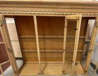 Brown Kitchen Cabinet with Three Glass-Paned Doors