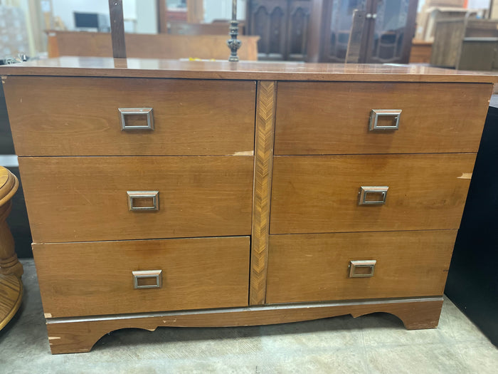 Retro 6 Drawer Dresser With Mirror