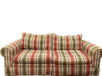 Tartan Plaid Sofa - Crimson Red, Olive Green, Gold and Cream