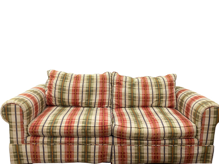 Tartan Plaid Sofa - Crimson Red, Olive Green, Gold and Cream