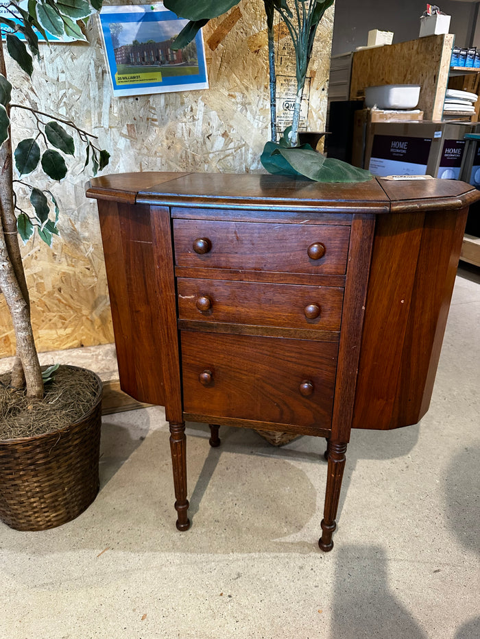 Martha Washington Colonial Style Mahogany Sewing Stand Side Table Cabinet
