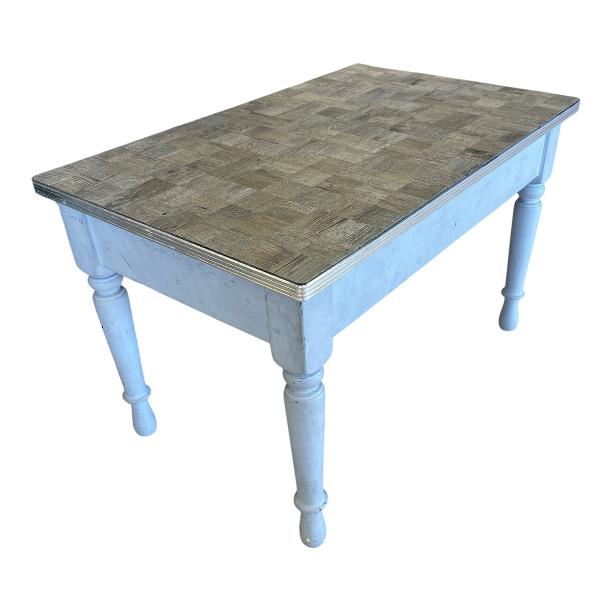 Parquet-Style Grey Rectangular Accent Table