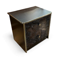 Black 2 Drawer Faux Marble Nightstand